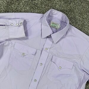 Vintage H Bar C California Ranchwear Western Shirt Purple Pearl Snap Men 16.5 33